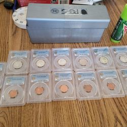 Whole Collection Of Pcgs Graded Quarters And Lincoln Cents