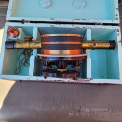 Old Brass Transite Suvaying Tool In Wood Box Complete