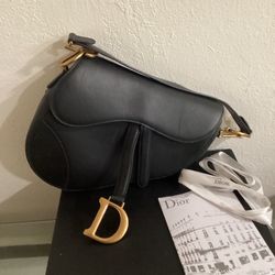Dior Black Leather Saddle Bag