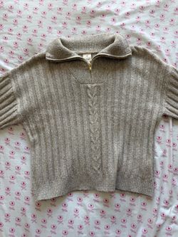 JOAH Quarter-Zip Cropped Knit Sweater