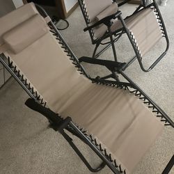 2 Tan Recline Chairs For Deck/ Patio Anywhere