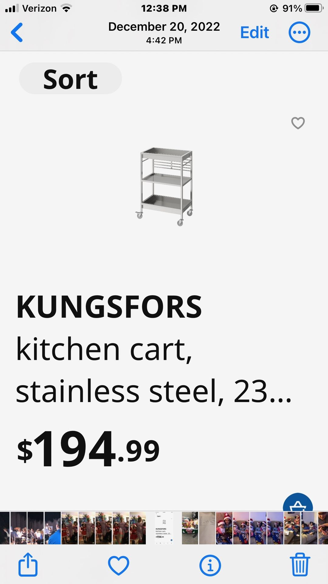 Kungsfors Kitchen Cart