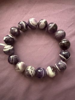 Amethyst Chevron Beaded Stretch Bracelet
