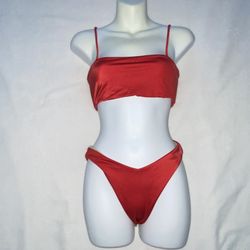 Pacsun LA Hearts Red Swimwear 2 Piece Bikini Small Top Bottom  Women Junior A024