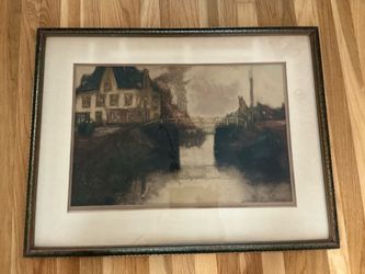 Vintage Julian Van Santen , Belgium Signed Print 24 “H x 31” W