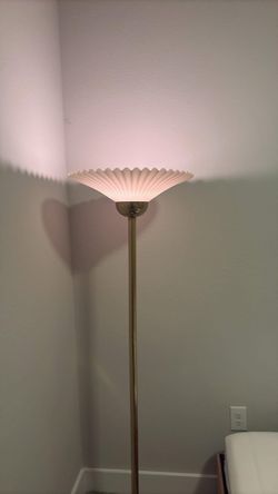 Vintage Torchiere Floor Lamp with Pleated Shade