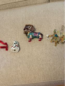 3 CHRISTMAS DOG ORNAMENTS