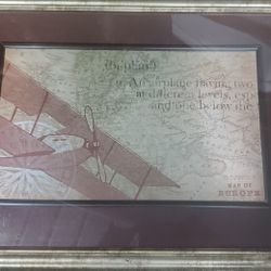 Bi-plane / Map of Europe Print Art Framed