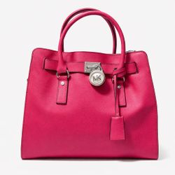 👜 Michael Kors Hamilton Large Satchel – Fuchsia Saffiano Leather
