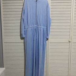 Forever 21 Baby Blue Soft Velour Hoodie Jumpsuit XL