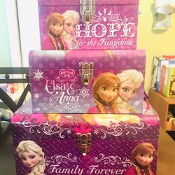 Disney Frozen 3 Piece Nesting Dome Storage Trunks Set