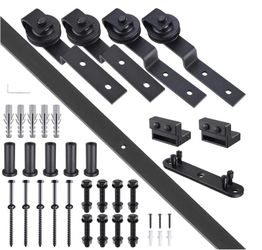 6.6 ft Bypass Sliding Barn Hardware Single Track Kit 2-Doors - Remodeling Needs
