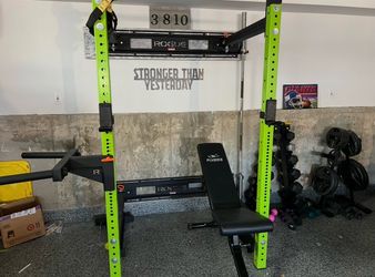 Rogue Squat/ Bench Rack collapsable with dip bar and spotter arms