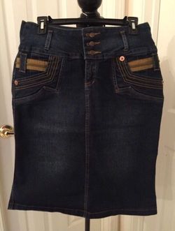 New Denim Knee Length Skirt