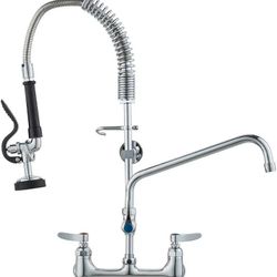 Commercial Faucet with Pre-Rinse Sprayer