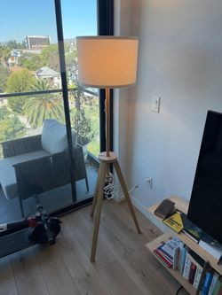 IKEA LAUTERS Wooden Tripod Floor Lamp — Ash / White