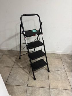 Urackify 4 Step Ladder, Portable Folding Ladder for Multi-Purpose, Home, Kitchen, Heavy Sturdy Steel Step Stool with Handrail, Anti-Slip Wide Pedals, 