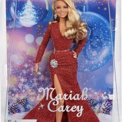 Brand New Sold Out Barbie ​Mariah Carey Doll, Holiday Celebration Collectible, Glittery Red Gown with Silver Accessories
