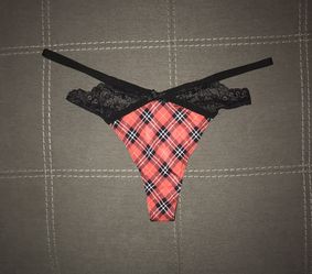 New panties thong XL Victoria Secret red plaid satin stretchy shiny mesh  back for Sale in Gilbert, AZ - OfferUp