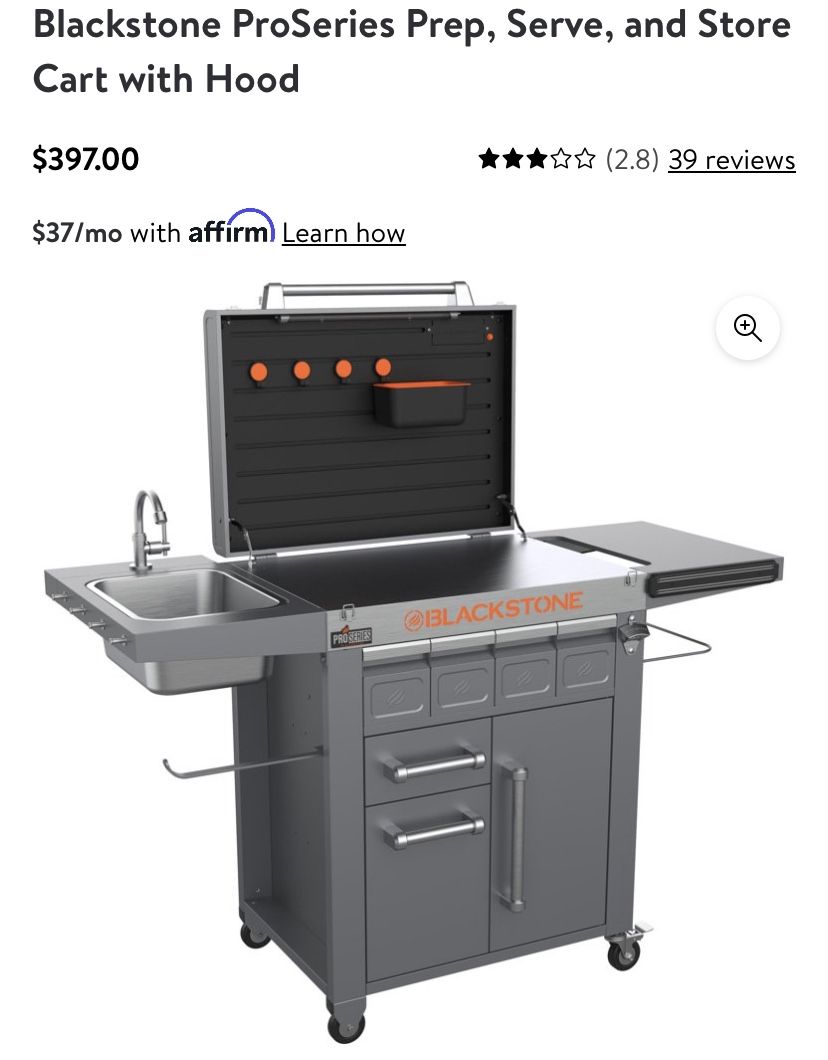 Blackstone ProSeries Prep, Serve, and Store Cart with Hood for Sale in