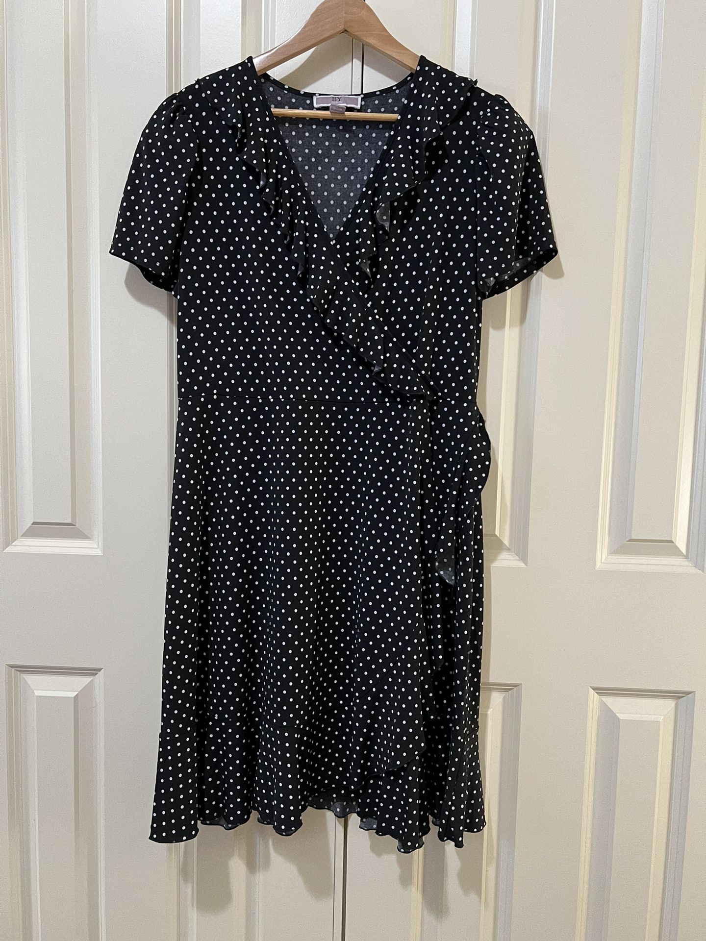 By Design Black Dress with White Polka Dots Size L 