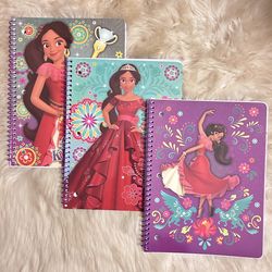 Disney Elena of Avalor Spiral Notebooks – Set of 3 (10.5 x 8 in, New)