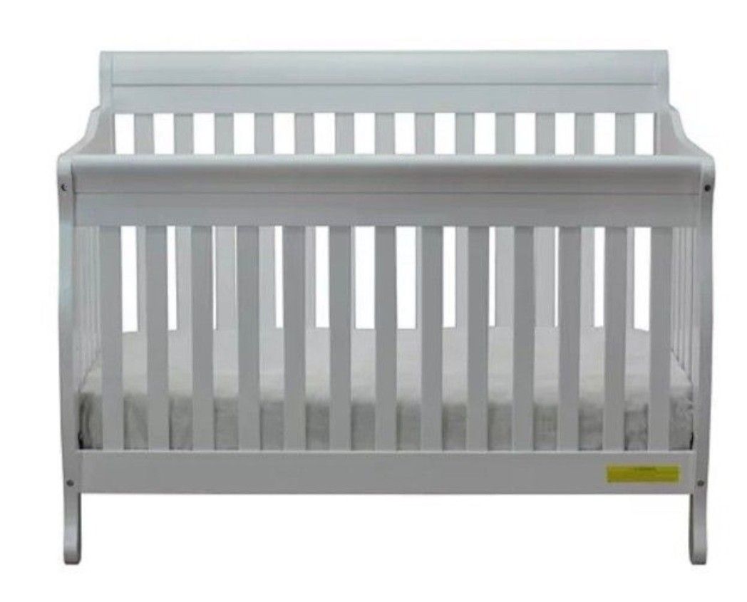 White Baby, Toddler Crib W/ Mattress 