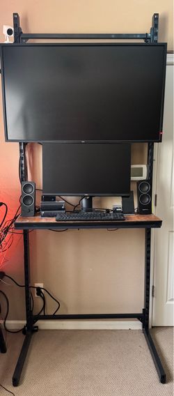 Sit stand workstation for computer and/or large multiple monitors