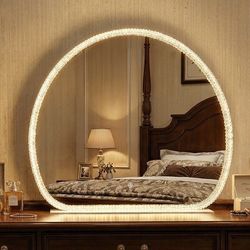 Homsee LED Lighted Bathroom Mirror with Acrylic Frame Dimmable 3-Color Makeup Vanity Mirror 28.7''L x 4''W x 23''H White