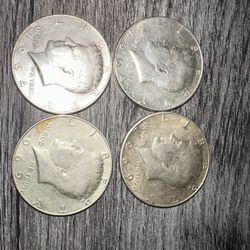 1964 And 1969 Kennedy Half Dollars 90% And 40% Silver 