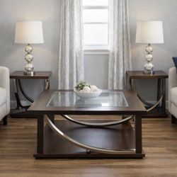  Coffee Table + 2 End Tables + 2 Lamps – Modern Living Room Set
