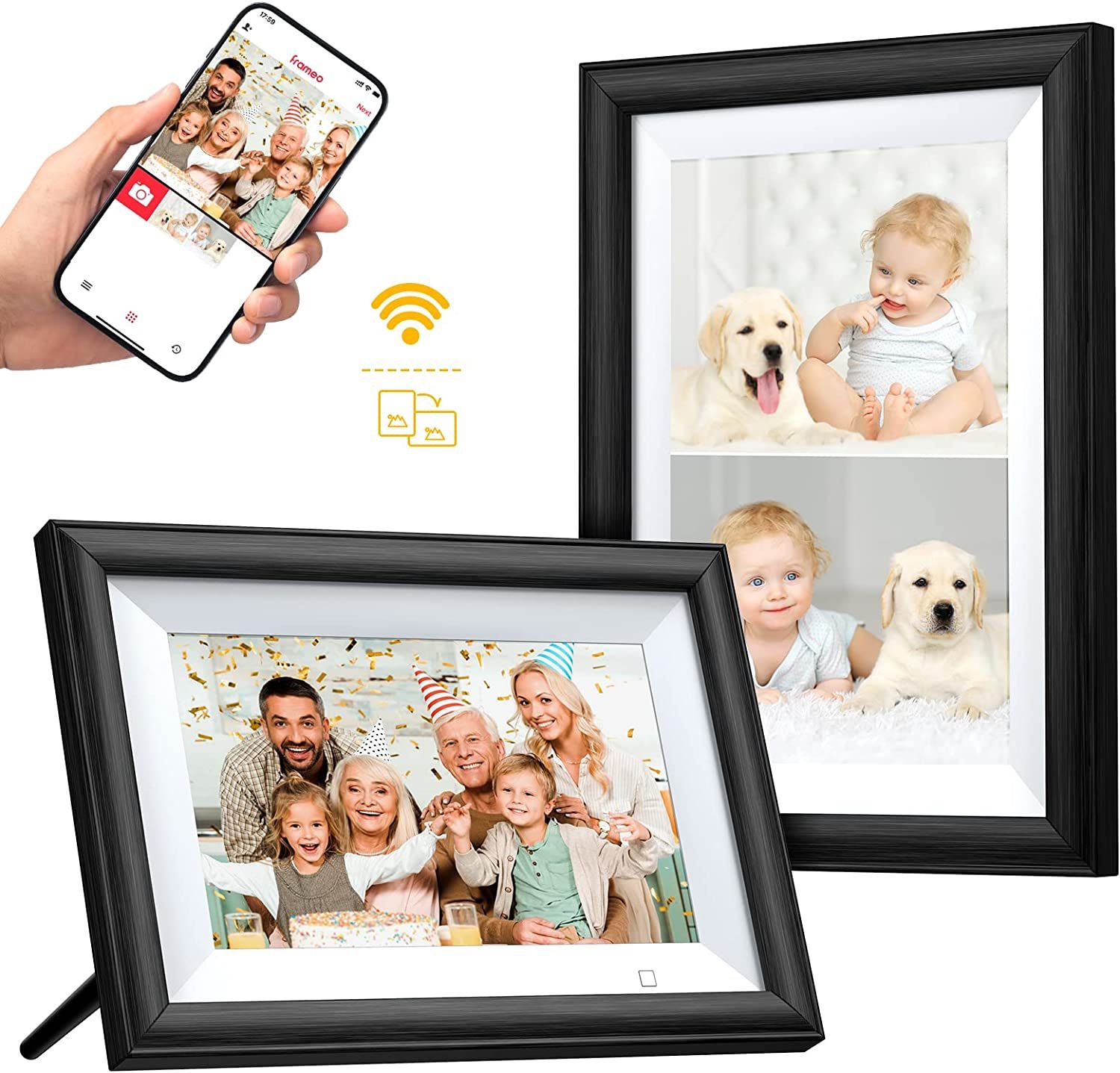 Digital Photo Frame with WiFi, 10.1 inch Electronic Picture Frame with 16GB Storage, Black Wood Frame, Motion Sensor, Touch Screen, Wall Mountable, Sh,New Products : American Fashion Style Bags On Sale