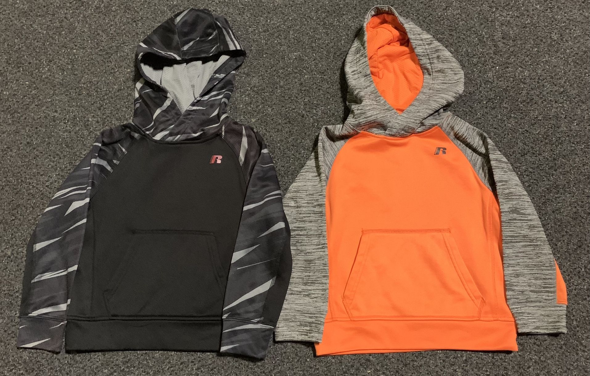 Two Russell boys size 4/5 athletic hoodies in excellent like new condition