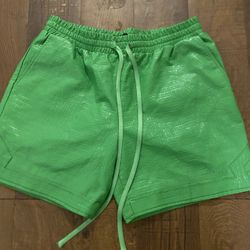 Green Men Leather Alligator Looking Men Shorts Size XL