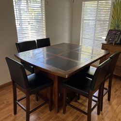 Dining Table Set - Slate And Solid Wood