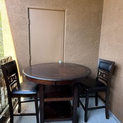 Counter Height Dining Table Set w/ 4 Chairs Dark Wood
