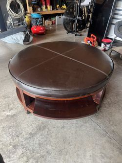 Leather Topped Coffee Table/Ottoman