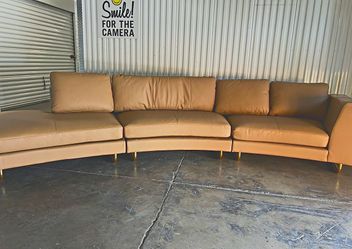 Free Delivery Moran Arcadia Extended Leather Chaise Sofa