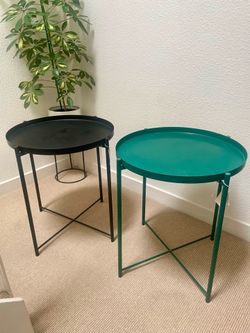 2 Outdoor Gladom Tray Side Table - Black & Forrest Green