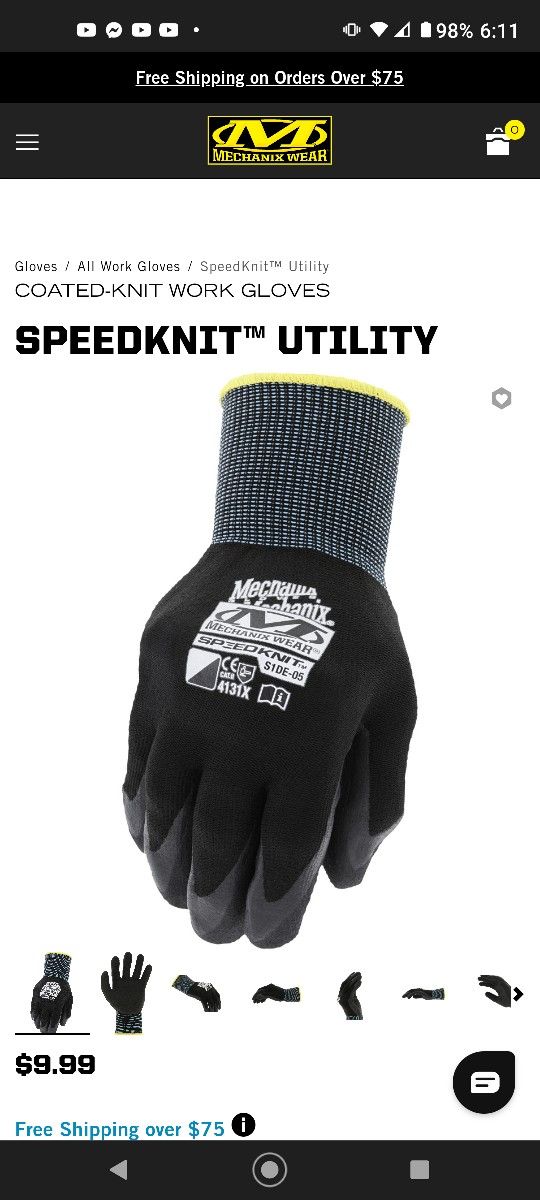 Men's Size Large/Xtra Large Mechanix Speedknit General Purpose Work Gloves 🧤