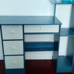 Blue and White Small Desk