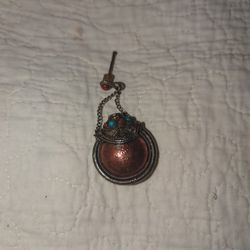 Antique Tibetan Snuff Bottle Pendent  Mixed Gem Stones Missing Two On Yop