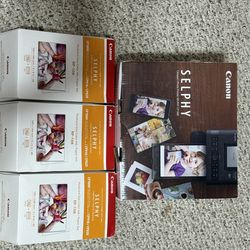 Canon Selphy Compact Photo Printer Selphy CP1300 + 3 Box Of Postcard Size Color Ink/ Paper Set