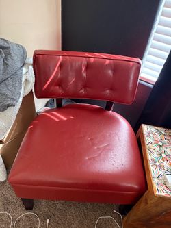 Red Faux Leather Accent Chair