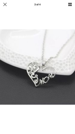 I Love You Mon Silver Heart Necklace