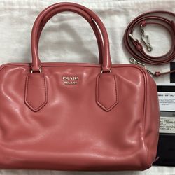 PRADA Soft Calf Baletto Crossbody Bag Pink 1BB010