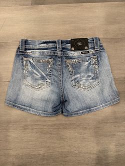 Miss Me Light Blue Denim Shorts with Sequin Back Pockets - Easy Shorts - Size 26