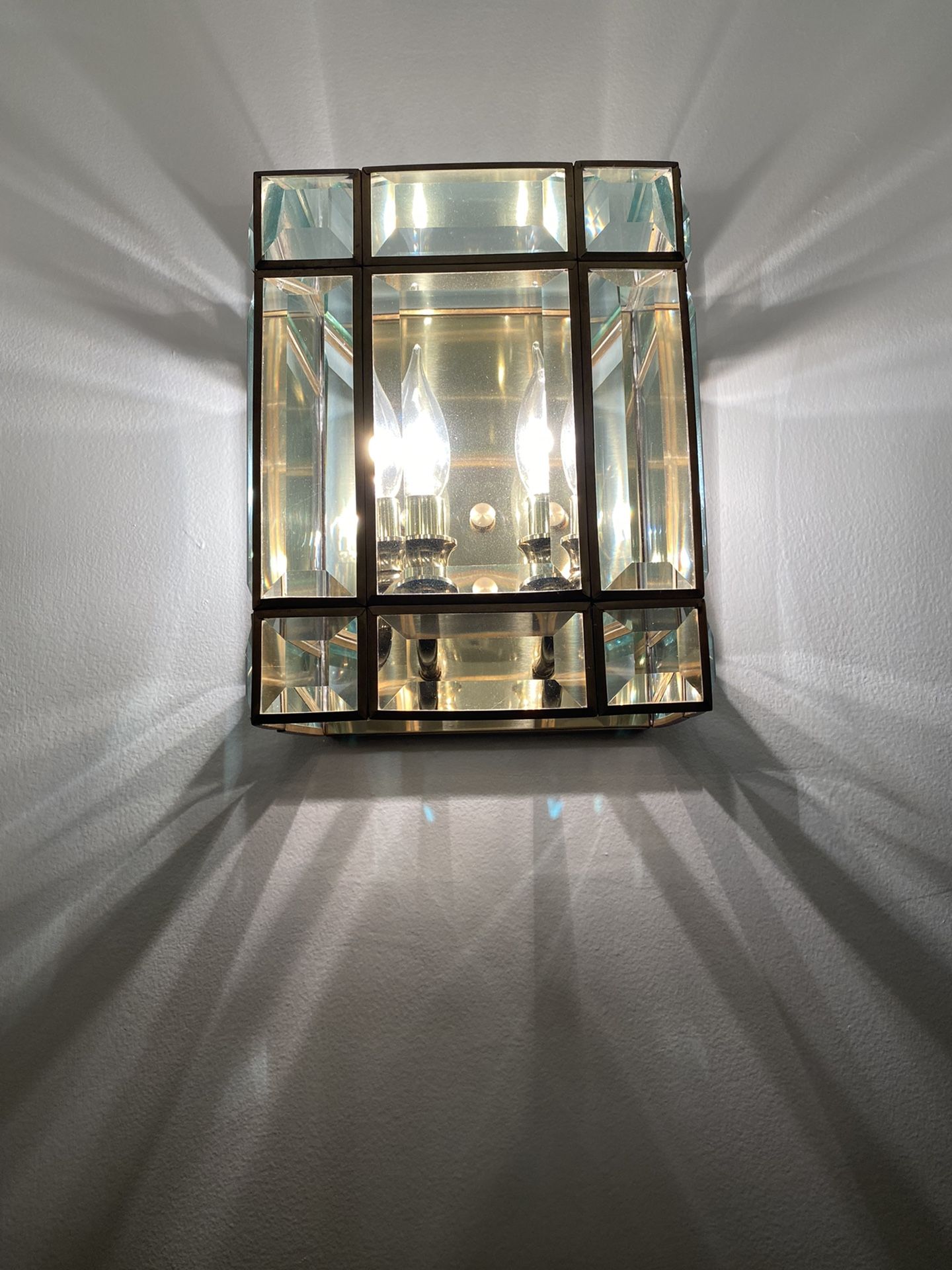 Brass Beveled Glass Light Wall Mount