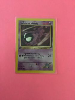 1st edition Sabrina’s Gastly 93/132 Pokemon Card from Gym Heroes