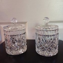 2-pc Crystal Candy Jars 6" tall